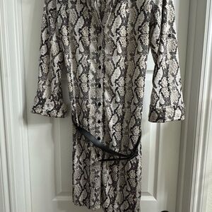 I.N.C   Snakeskin Print Button-Up Dress